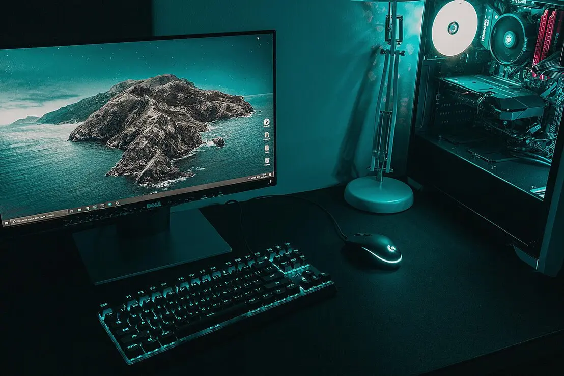 Monitor auf hellen Arbeitsplatz